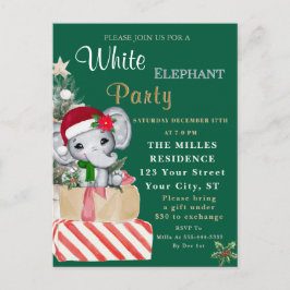 Kleurrijk Witte Olifant Kerstvakantiefeest Feestdagenkaart