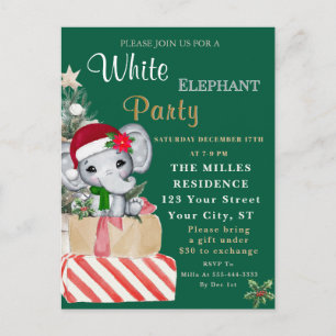 Kleurrijk Witte Olifant Kerstvakantiefeest  Feestdagenkaart