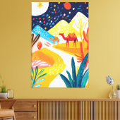 Kleurrijk woestijnlandschap in Fauvistische stijl Canvas Afdruk (Insitu (Woonkamer))