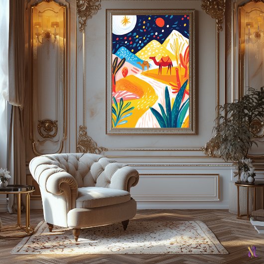 Kleurrijk woestijnlandschap in Fauvistische stijl Canvas Afdruk