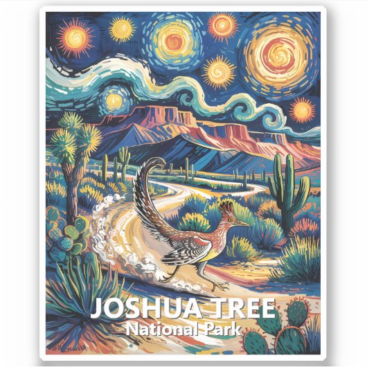 Kleurrijk woestijnlandschap van Joshua Tree Roadru Sticker (Voorkant)