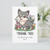 Kleurrijk Wolf Baby shower Bedankkaart (Staand voorkant)