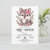 Kleurrijk Wolf Baby shower Kaart (Staand voorkant)