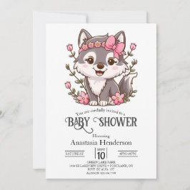 Kleurrijk  Wolf Baby shower Kaart