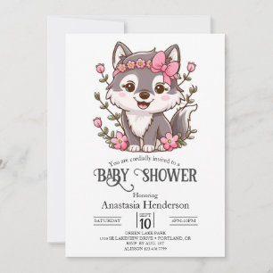 Kleurrijk  Wolf Baby shower Kaart