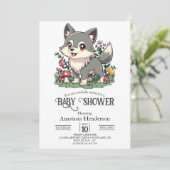  Kleurrijk Wolf Baby shower Kaart (Staand voorkant)