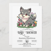  Kleurrijk Wolf Baby shower Kaart (Voorkant / Achterkant)