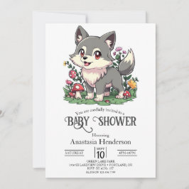  Kleurrijk Wolf Baby shower Kaart
