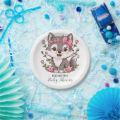 Kleurrijk  Wolf Baby shower Papieren Bordje (Feest)