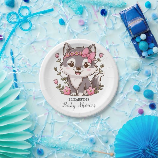 Kleurrijk  Wolf Baby shower Papieren Bordje (Feest)