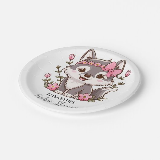 Kleurrijk  Wolf Baby shower Papieren Bordje (Gekanteld)