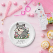  Kleurrijk Wolf Baby shower Papieren Bordje (Feest)