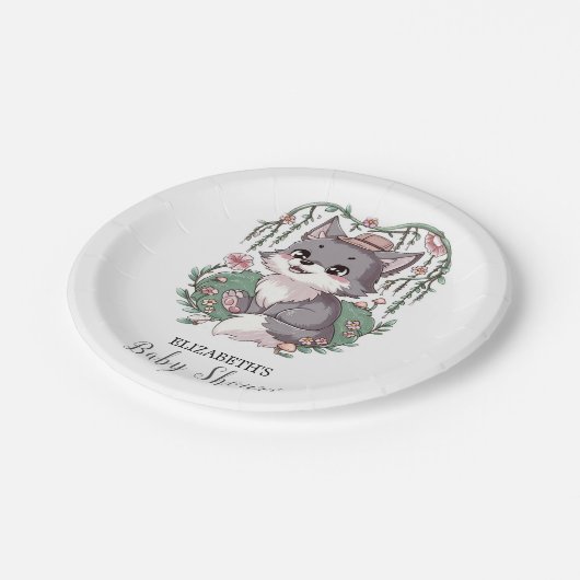 Kleurrijk Wolf Baby shower Papieren Bordje (Gekanteld)