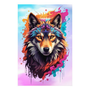 Kleurrijk Wolf Portret Abstract Dierenkunst-87694 Foto Afdruk