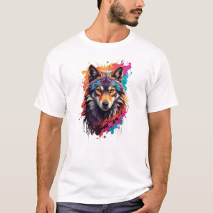 Kleurrijk Wolf Portret Abstract Dierenkunst-87694 T-shirt