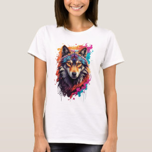 Kleurrijk Wolf Portret Abstract Dierenkunst-87694 T-shirt