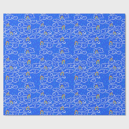 Kleurrijk wolkenregenboogblauw patroon cadeaupapier (Vlak)