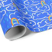 Kleurrijk wolkenregenboogblauw patroon cadeaupapier (Rol Hoek)