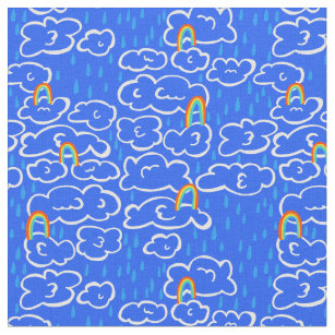 Kleurrijk wolkenregenboogblauw patroon stof