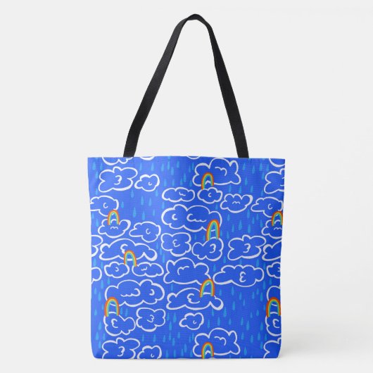 Kleurrijk wolkenregenboogblauw patroon tote bag (Voorkant)