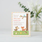 Kleurrijk Woodland Animal Baby shower Kaart (Staand voorkant)