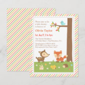 Kleurrijk Woodland Animal Baby shower Kaart (Voorkant / Achterkant)