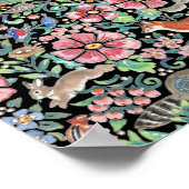 Kleurrijk Woodland Animal Tapestry Design on Black Poster (Hoek)