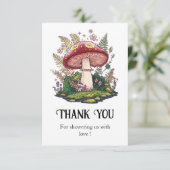 Kleurrijk Woodland Mushroom Baby shower Bedankkaart (Staand voorkant)