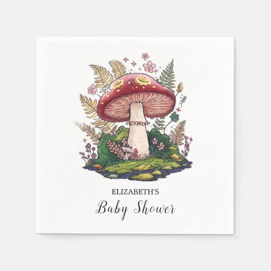 Kleurrijk Woodland Mushroom Baby shower Servet (Voorkant)