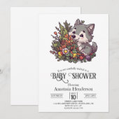 Kleurrijk Woodland Wolf Baby shower Kaart (Voorkant / Achterkant)