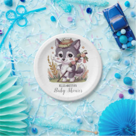 Kleurrijk Woodland Wolf Baby shower Papieren Bordje