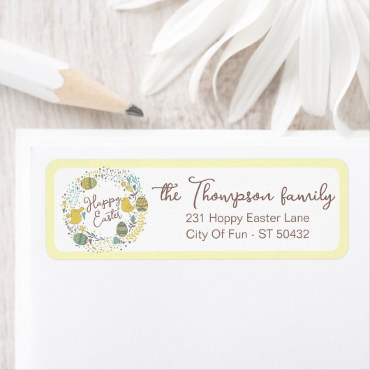 Kleurrijk Wreater of Joyful Chicks Eggs and Greeti Etiket (Insitu)