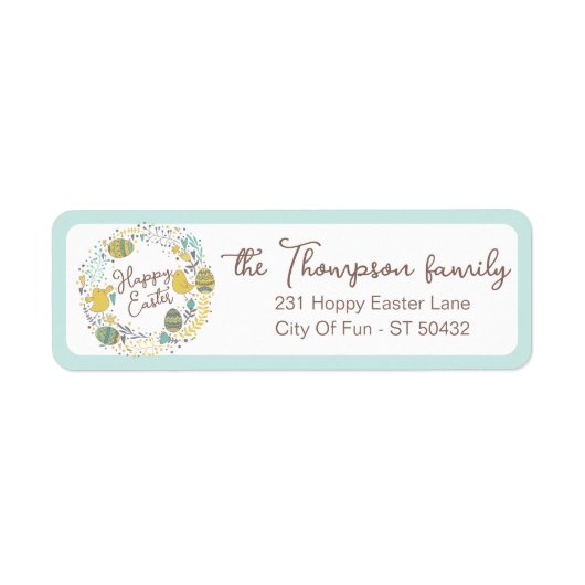 Kleurrijk Wreater of Joyful Chicks Eggs and Greeti Etiket (Voorkant)