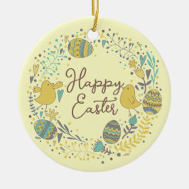 Kleurrijk Wreater of Joyful Chicks Eggs and Greeti Keramisch Ornament