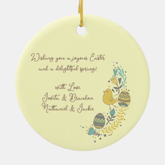 Kleurrijk Wreater of Joyful Chicks Eggs and Greeti Keramisch Ornament (Achterkant)