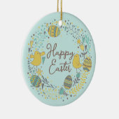 Kleurrijk Wreater of Joyful Chicks Eggs and Greeti Keramisch Ornament (Rechts)