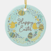 Kleurrijk Wreater of Joyful Chicks Eggs and Greeti Keramisch Ornament (Voorkant)