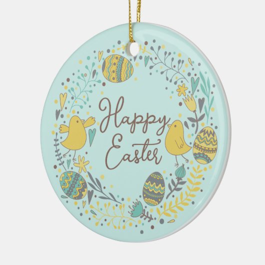 Kleurrijk Wreater of Joyful Chicks Eggs and Greeti Keramisch Ornament (Links)