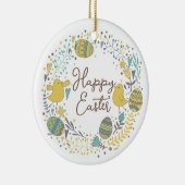 Kleurrijk Wreater of Joyful Chicks Eggs and Greeti Keramisch Ornament (Rechts)