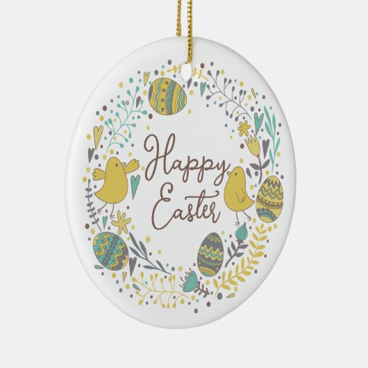 Kleurrijk Wreater of Joyful Chicks Eggs and Greeti Keramisch Ornament (Rechts)