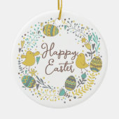 Kleurrijk Wreater of Joyful Chicks Eggs and Greeti Keramisch Ornament (Voorkant)