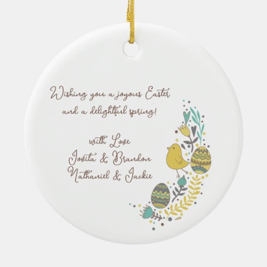 Kleurrijk Wreater of Joyful Chicks Eggs and Greeti Keramisch Ornament (Achterkant)