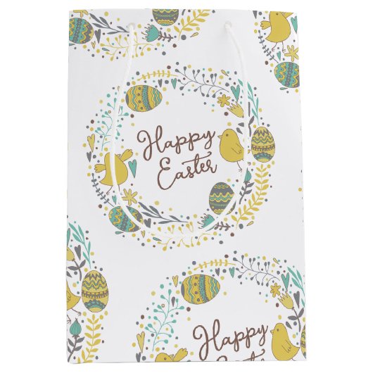 Kleurrijk Wreater of Joyful Chicks Eggs and Greeti Medium Cadeauzakje (Voorkant)