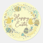 Kleurrijk Wreater of Joyful Chicks Eggs and Greeti Ronde Sticker (Voorkant)