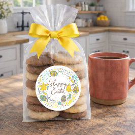 Kleurrijk Wreater of Joyful Chicks Eggs and Greeti Ronde Sticker