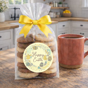 Kleurrijk Wreater of Joyful Chicks Eggs and Greeti Ronde Sticker