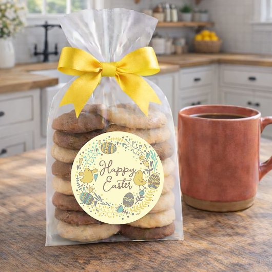 Kleurrijk Wreater of Joyful Chicks Eggs and Greeti Ronde Sticker