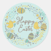 Kleurrijk Wreater of Joyful Chicks Eggs and Greeti Ronde Sticker (Voorkant)