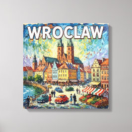 Kleurrijk Wroclaw Kathedraalplein Canvas Afdruk