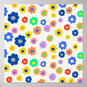 Kleurrijk Y2K Klein Bloem Indie Patroon Poster